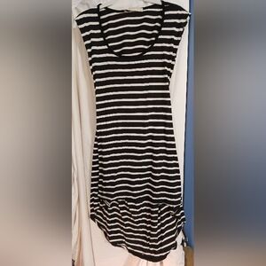 Size S, MALLOY, black and white stripe High-Low dress with back cut out